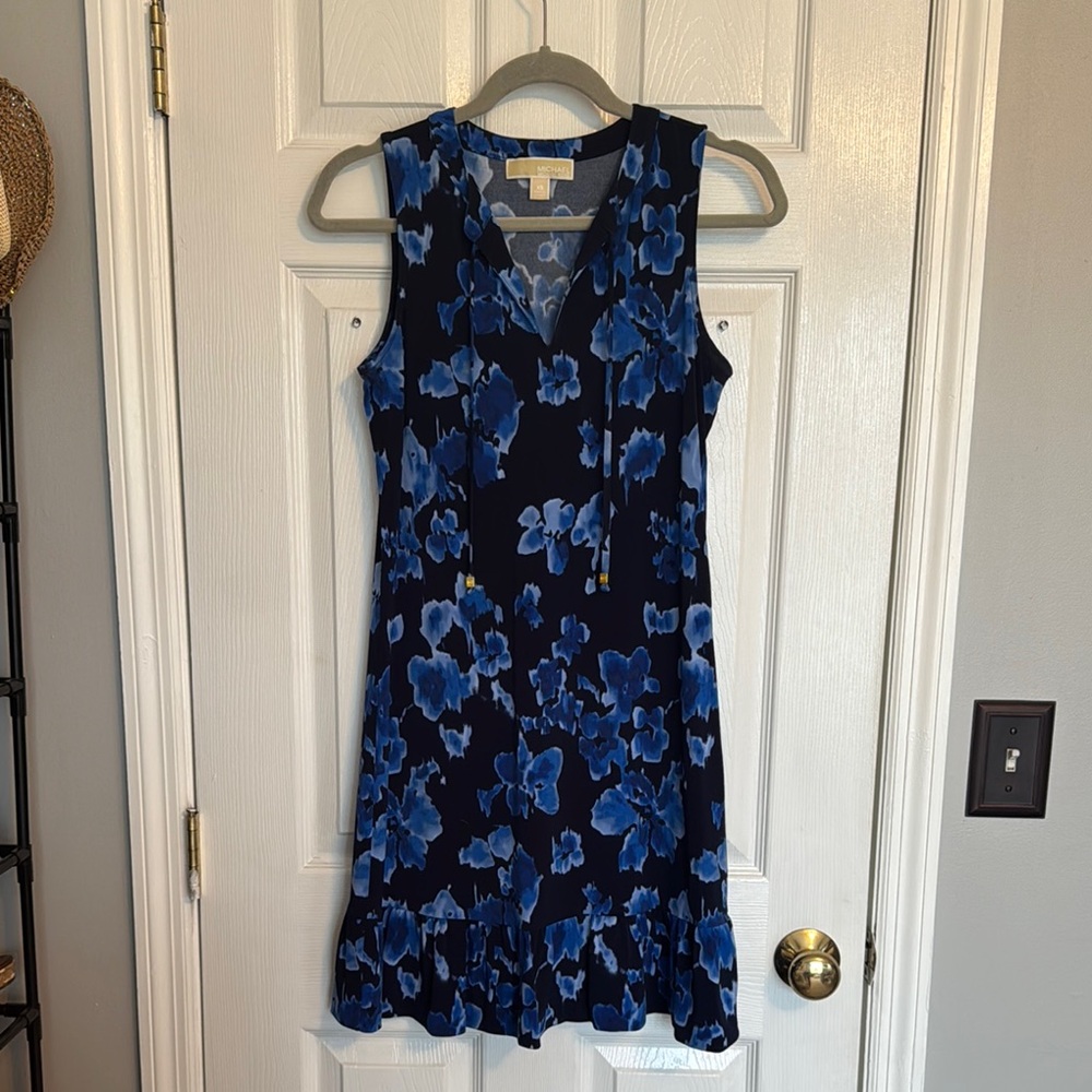 Michael Kors Blue Floral Midi Dress